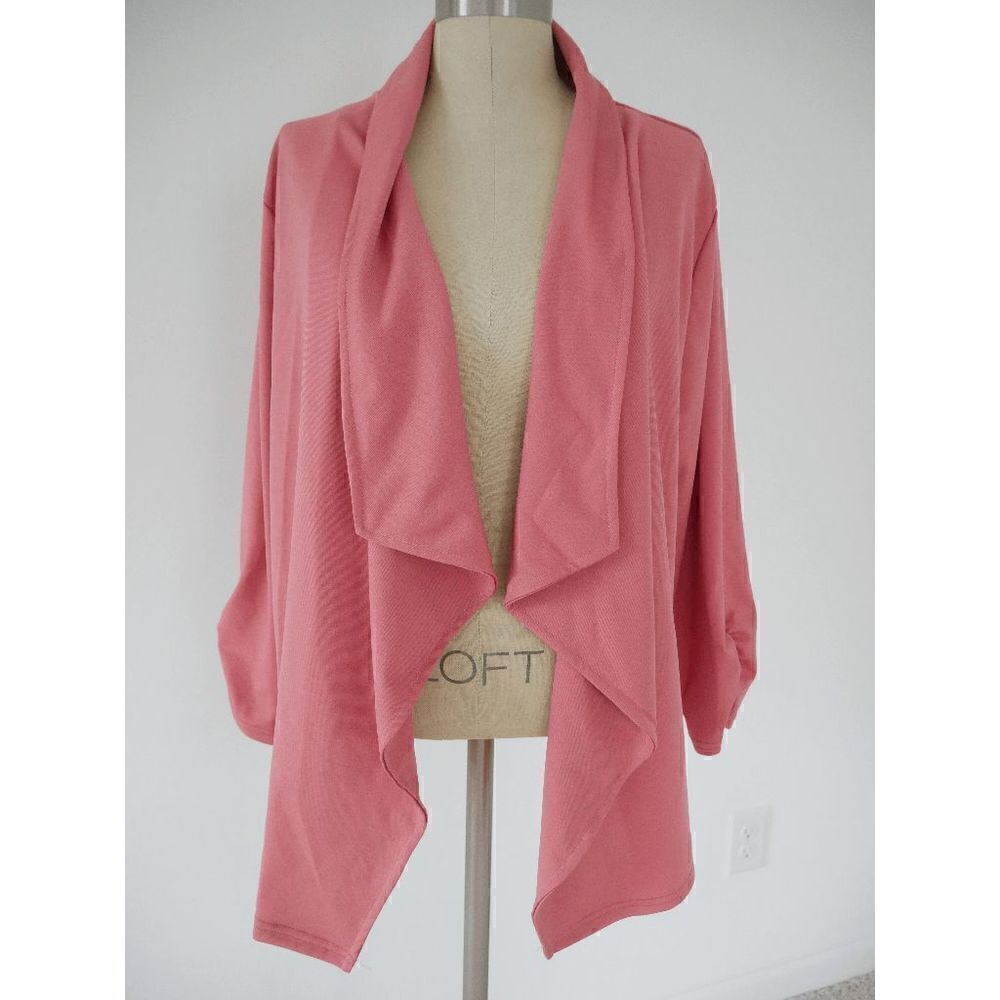 Mauve Drape-Front Three-Quarter Sleeve Blazer #1763-C7 - Picture 2 of 8